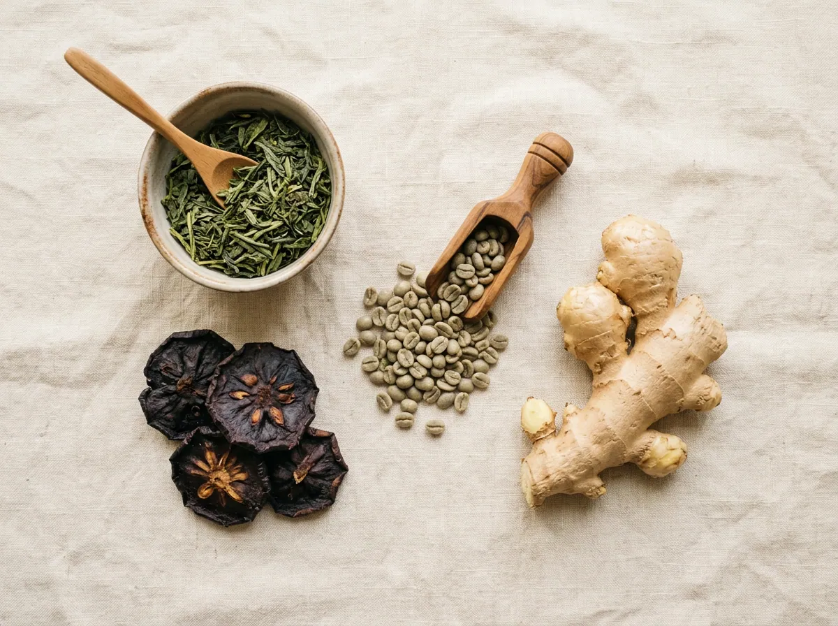 Groene thee, garcinia cambogia en gember - plantaardige ingrediënten Ozalyn