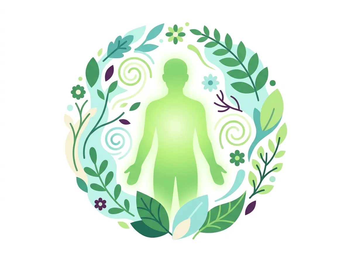 Wellness illustratie plantaardige elementen en vitaliteit - Foxglen Nutrition